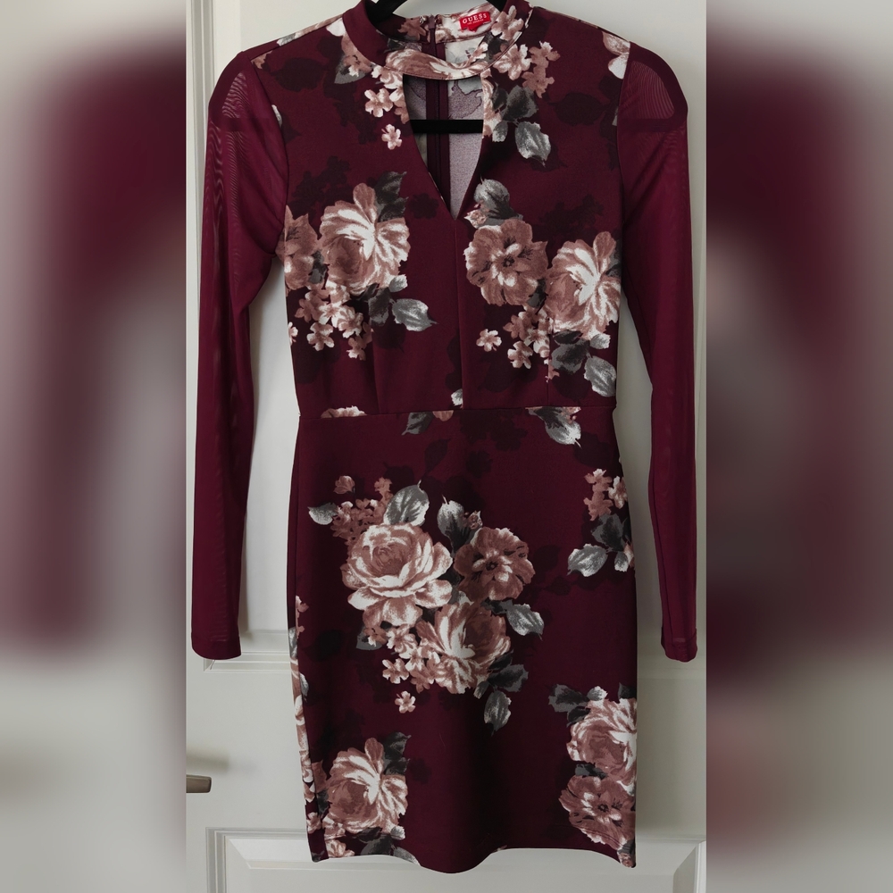 Guess Dark Red Floral Dress